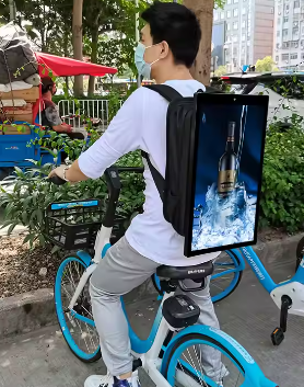 New Touch Screen 21.5 Inch Outdoor Walking Backpack Camera Billboard Android LCD Advertising Players Wifi Digital Signage